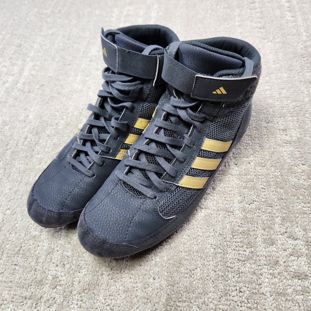 Adidas HVC Wrestling Shoes Mens 8 Dark Grey Gold High Top Boxing Combat HP1000